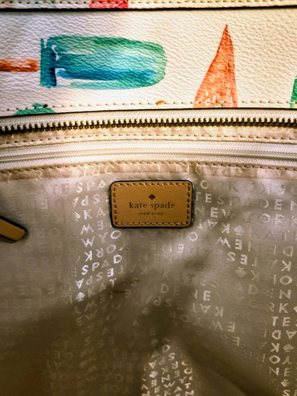 kate spade Ice Cream Print Tote Bag in White Multi size large